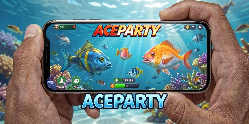 Screenshot gameplay ACEPARTY yang menampilkan aksi seru menembak ikan.