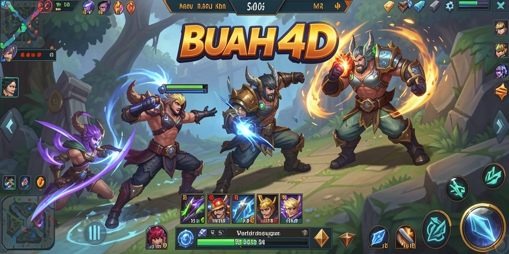 Tangkapan layar BUAH4D menunjukkan aksi pertarungan seru dalam gameplay MOBA.