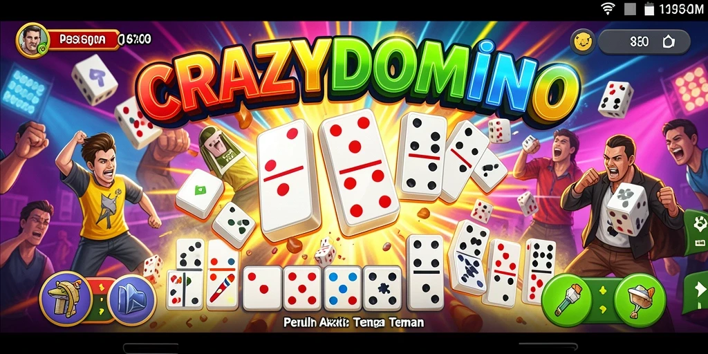Screenshot utama gameplay CRAZYDOMINO menampilkan aksi seru dalam permainan domino.