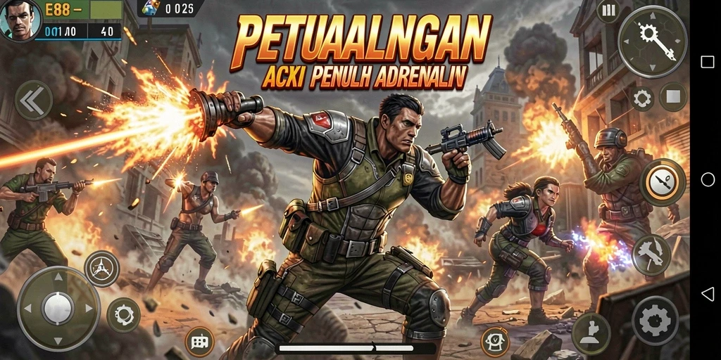 Tangkapan layar E88 menampilkan aksi mendebarkan dan grafis yang menawan.