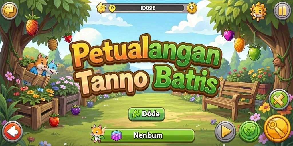 Gameplay menarik dari ID098 yang menampilkan kebun yang subur dan hewan lucu.