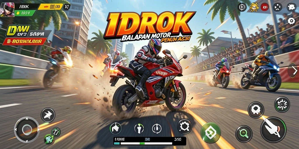 Gameplay seru balapan motor di IDROK dengan grafis memukau.