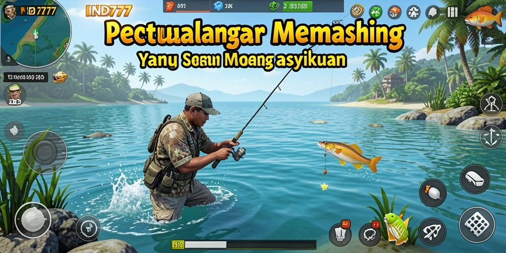 Tampilan gameplay seru dengan aksi menangkap ikan yang mendebarkan.