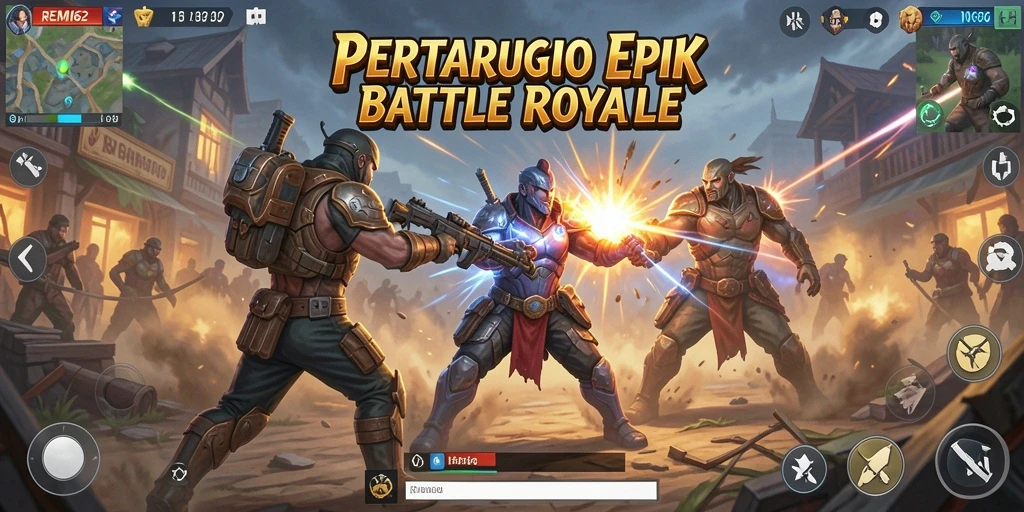 Gameplay seru dan mendebarkan dalam pertempuran Battle Royale.