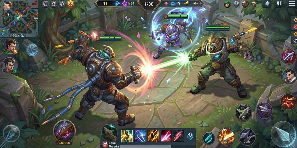 Gameplay seru di RK88 dengan aksi MOBA yang mendebarkan.