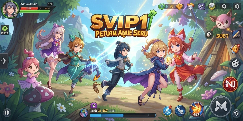 Tampilan gameplay interaktif dalam SVIP1 menampilkan karakter Anime ikonik.