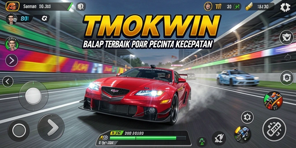 Tangkapan layar gameplay <strong>TMOKWIN</strong> dengan aksi balap yang mendebarkan.