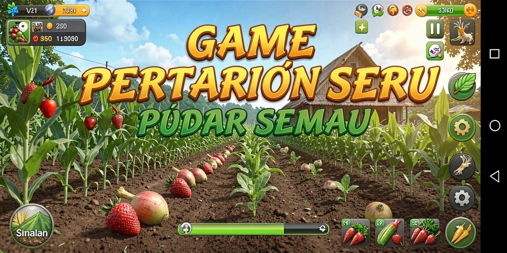 Gameplay V21 yang menampilkan pengalaman pertanian yang seru.